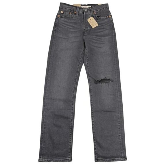 NWT LEVI'S Women's Wedgie High Rise Straight Leg Jeans Sz 24 Destruction Washed - Picture 2 of 10